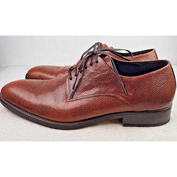 Kenneth Cole Formal or Casual Leather Brown Pebble Texture Lace Up Shoes Sz 10 - Picture 3 of 14